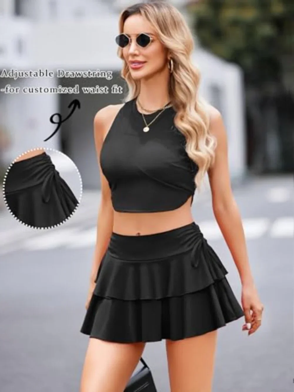 Women's Pleated Micro Mini Skirt Y2K Ruffle Layered Cheer Costume